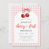 Invitation Coquette Cherry Premier anniversaire Cerise rouge  (Devant)