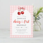 Invitation Coquette Cherry Premier anniversaire Cerise rouge  (Debout devant)