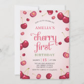 Invitation Coquette Cherry Premier anniversaire Cerise rouge (Devant)