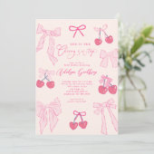 Invitation Coquette Cherry sur le Baby shower supérieur Invit (Debout devant)