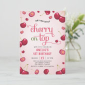 Invitation Coquette Cherry sur le Top 1er Anniversaire Invita (Debout devant)