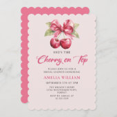 Invitation Coquette Cherry sur l'invitation de la douche nupt (Devant / Derrière)