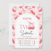 Invitation Coquette Cherry Two Sweet 2nd Birthday Party (Devant)