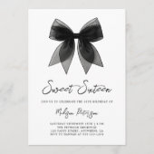 Invitation Coquette Chic Minimal Black Bow Sweet 16 Birthday (Devant)