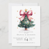 Invitation Coquette Christmas Tree Bow Engagement Party (Devant)
