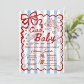 Invitation Coquette Ciao Baby Blue Italian Theme (Debout devant)