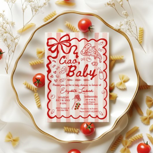 Invitation Coquette Ciao Baby Italian Theme