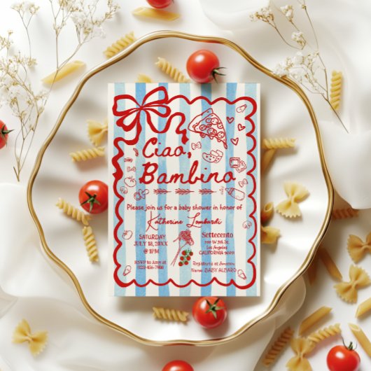 Invitation Coquette Ciao Bambino Blue Italian Theme Invitatio