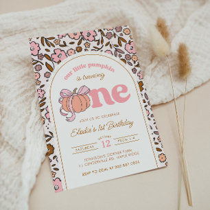 Invitation Coquette Citrouille Automne Floral 1er Anniversair
