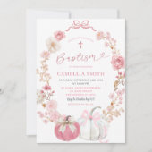 Invitation Coquette Citrouille de la cou blanche et rose (Devant)