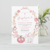 Invitation Coquette Citrouille de la cou blanche et rose (Debout devant)