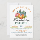 Invitation Coquette Citrouille Friendsgiving Potluck Invitati (Devant)