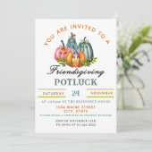 Invitation Coquette Citrouille Friendsgiving Potluck Invitati (Debout devant)