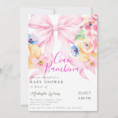 Invitation Coquette Citrus Bow rose Baby shower citron (Devant)