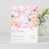 Invitation Coquette Citrus Bow rose Baby shower citron (Debout devant)