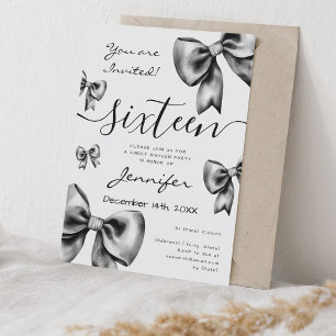 Invitation Coquette Classique Black Bow Sweet 16 Party