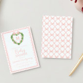 Invitation Coquette Coeur Bow Baby shower Monogramme de couro