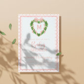 Invitation Coquette Coeur Bow Baby shower Monogramme de couro