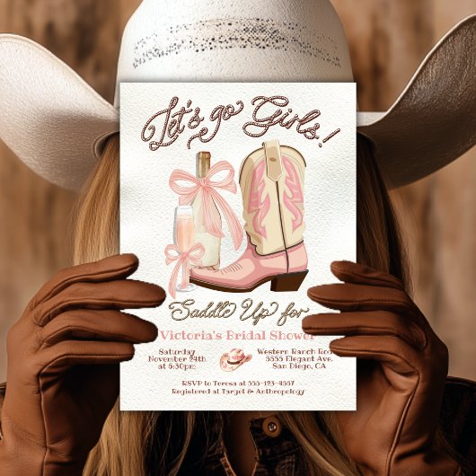 Invitation Coquette Cowgirl Boot rose & Bubbly