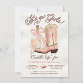 Invitation Coquette Cowgirl Boot rose & Bubbly (Devant)