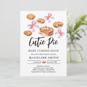 Invitation Coquette Cutie Pie Sweet Pink Bow Baby shower (Debout devant)