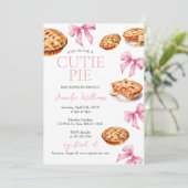 Invitation Coquette Cutie Pie Sweet Pink Bow Baby shower (Debout devant)