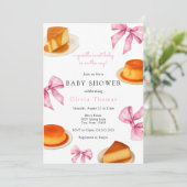 Invitation Coquette Cutie quesillo Sweet Pink Bow Baby shower (Debout devant)
