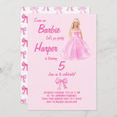 Invitation Coquette d'anniversaire de la poupée de Preppy (Devant / Derrière)