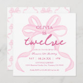 Invitation Coquette de fille de la boue rose 12e place de fêt (Devant / Derrière)