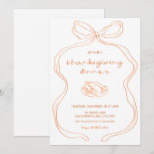 Invitation Coquette Dessin À La Main Thanksgiving Dîner Invit (Devant / Derrière)