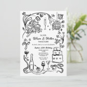 Invitation Coquette dessinée à la main, sage et audacieux ann (Debout devant)