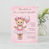 Invitation Coquette Douce Deux Tu Ballerina Bear Anniversaire (Debout devant)