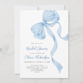 Invitation Coquette Dusty Blue Bow Ribbon Fête des mariées (Devant)
