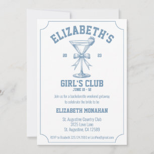 Invitation Coquette Dusty Blue Country Club Bachelorette