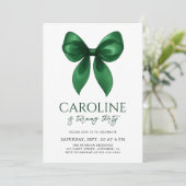 Invitation Coquette Elegant Emerald Bow Adult Birthday Party (Debout devant)