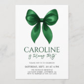 Invitation Coquette Elegant Emerald Bow Adult Birthday Party (Devant)