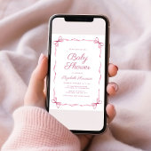 Invitation Coquette Élégante Bows Rose Baby Girl Douche