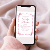 Invitation Coquette Élégante Bows Rose Baby Girl Douche