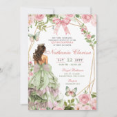 Invitation Coquette Enchanted Forest Sage Blush Pink Quincé (Devant)