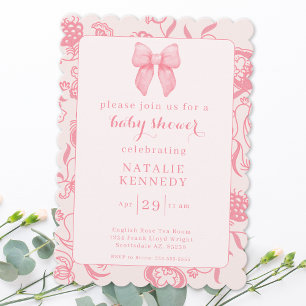 Invitation Coquette esthétique Preppy Rose Bow mignonne Bébé 