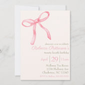 Invitation Coquette féminine Aquarelle rose mou Bow (Devant)