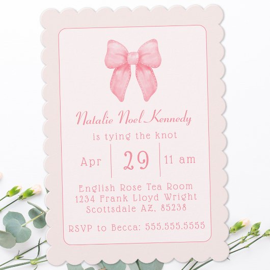 Invitation Coquette Fête des mariées esthétique mignonne Bow 
