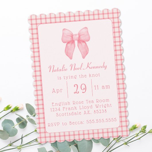 Invitation Coquette Fête des mariées esthétique mignonne Bow 