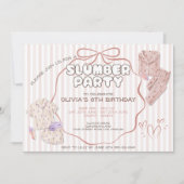 Invitation Coquette fête noire rayures roses anniversaire (Devant)