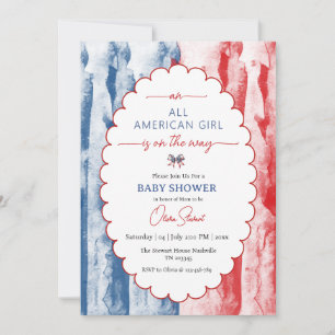 Invitation Coquette Fête Prénatale Fille Américaine 4 Juillet