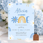 Invitation Coquette Fille 1er Anniversaire Arc-en-<br><div class="desc">Invitation 1er Anniversaire Fille Coquette Fleur de Daisy Arc-en-ciel Bleu,  N'est-elle pas Merveilleuse Invitation 1er Anniversaire Enfant,  Anniversaire Enfant Editable</div>