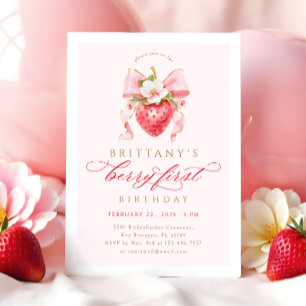 Invitation Coquette Floral Baie Premier Anniversaire