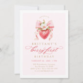 Invitation Coquette Floral Berry Premier anniversaire (Devant)