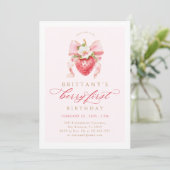 Invitation Coquette Floral Berry Premier anniversaire (Debout devant)
