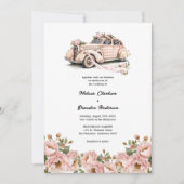 Invitation Coquette Floral Blush Rose QR Code RSVP Mariage (Devant)
